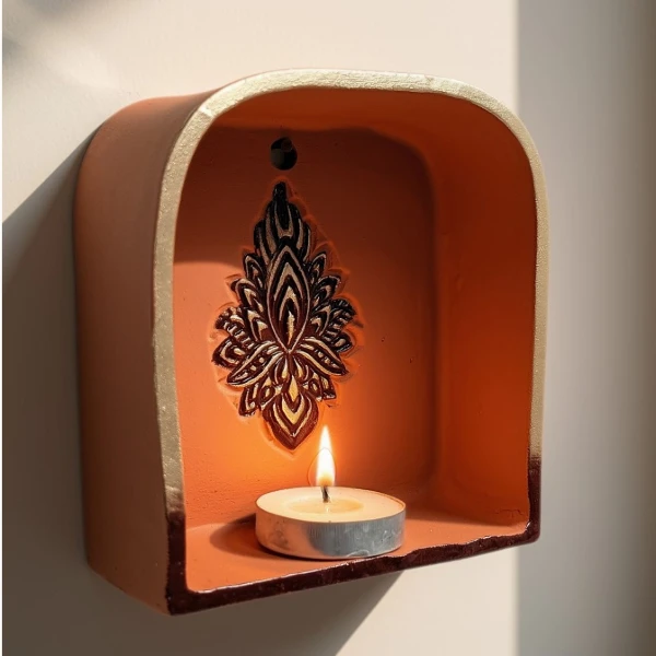 Tealight Holder With Lotus Motif 